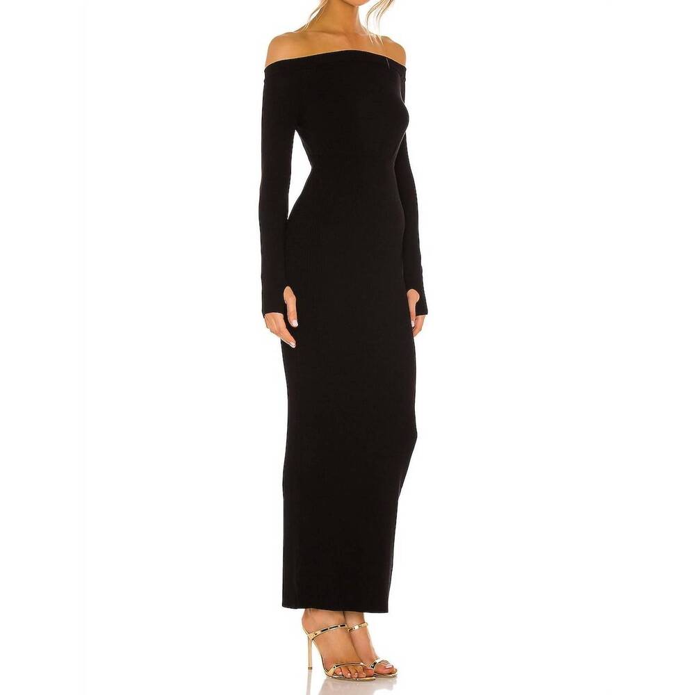 NEW MICHAEL COSTELLO off shoulder bodycon dress in black - Picture 2 of 3